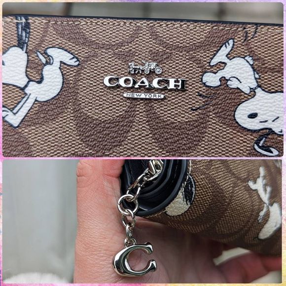 Coach X Peanuts Snap Wallet In Signature Canvas With Snoopy Print - Picture 4 of 7